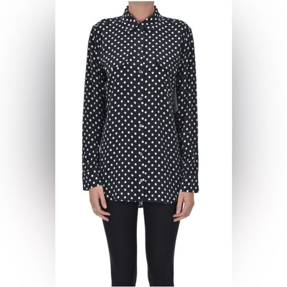 Equipment Slim Signature Blouse with black and white polka dots. Small - Picture 2 of 9
